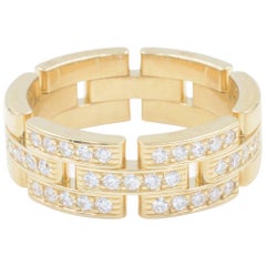 Yellow Gold Maillon Panthere Three-Half Pave Diamond Ring