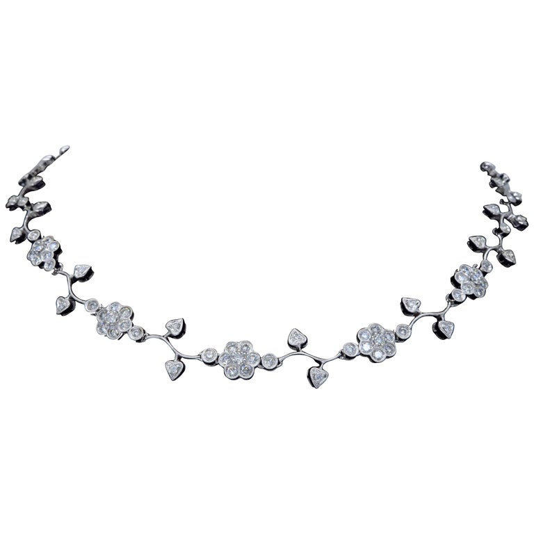 Floral Diamond Necklace at 1stDibs