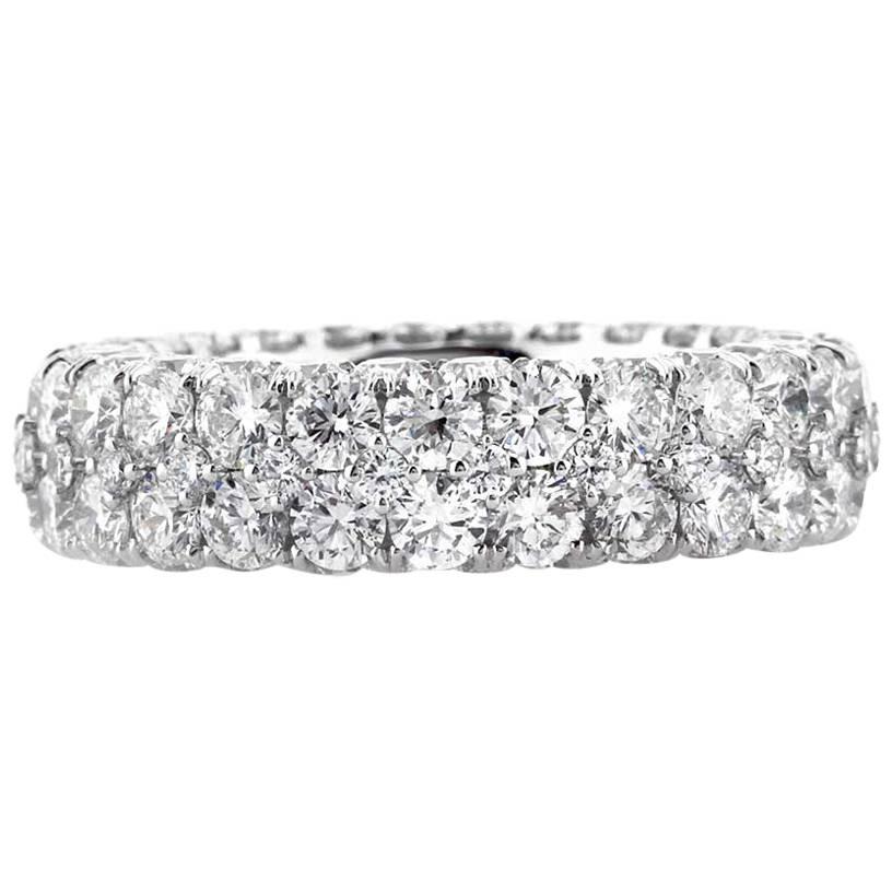 Mark Broumand 7,00 Karat runder Brillantschliff Diamant Dreiseitiger Ewigkeitsring im Angebot