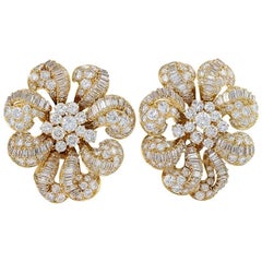 Bulgari 1960s Diamond and Gold Blossom Earrings