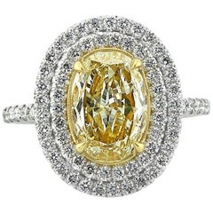 Mark Broumand 2.90 Carat Fancy Light Yellow Oval Cut Diamond Engagement Ring