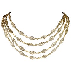 Antique Victorian Gold Long Chain French 18 Carat on Silver, circa 1900