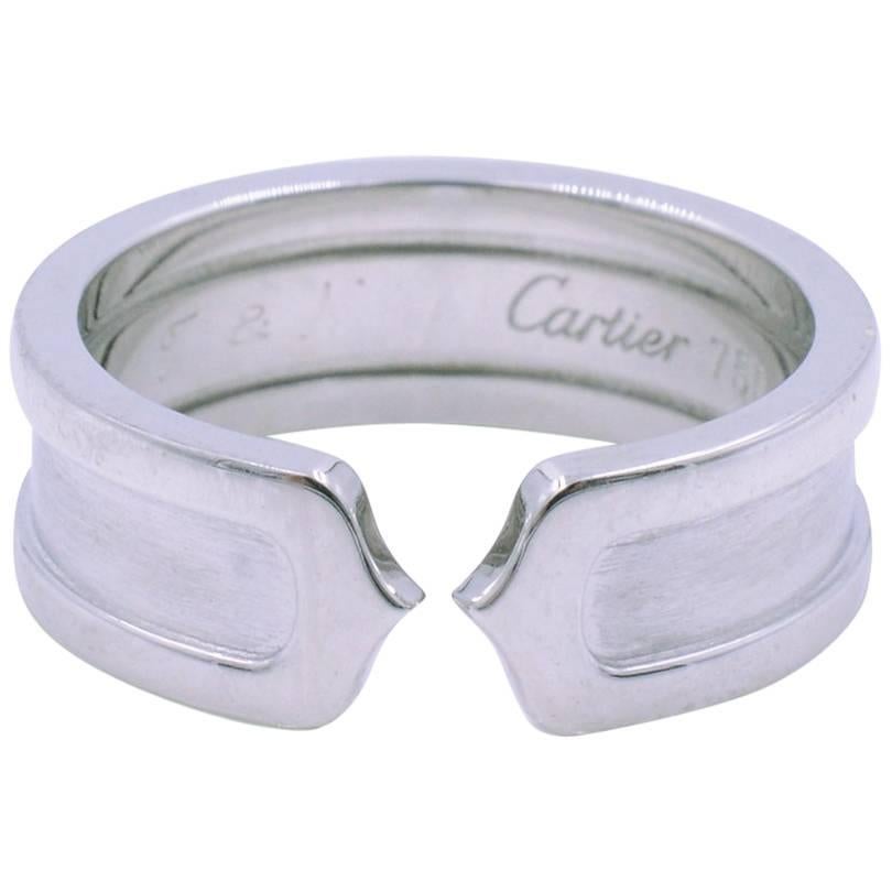 Cartier C De Cartier 18K White Gold Ring Size 53 US 6.5 For Sale