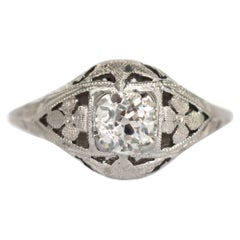 Vintage .65 Carat Diamond White Gold Engagement Ring
