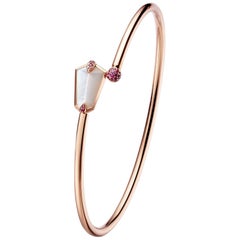 Fei Liu Mother of Pearl Pink Sapphire Rose Gold Bangle Bracelet