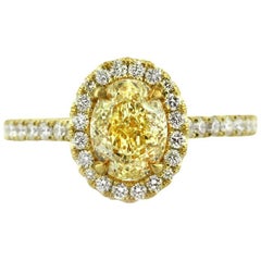 Mark Broumand 1.72 Carat Fancy Light Yellow Oval Cut Diamond Engagement Ring