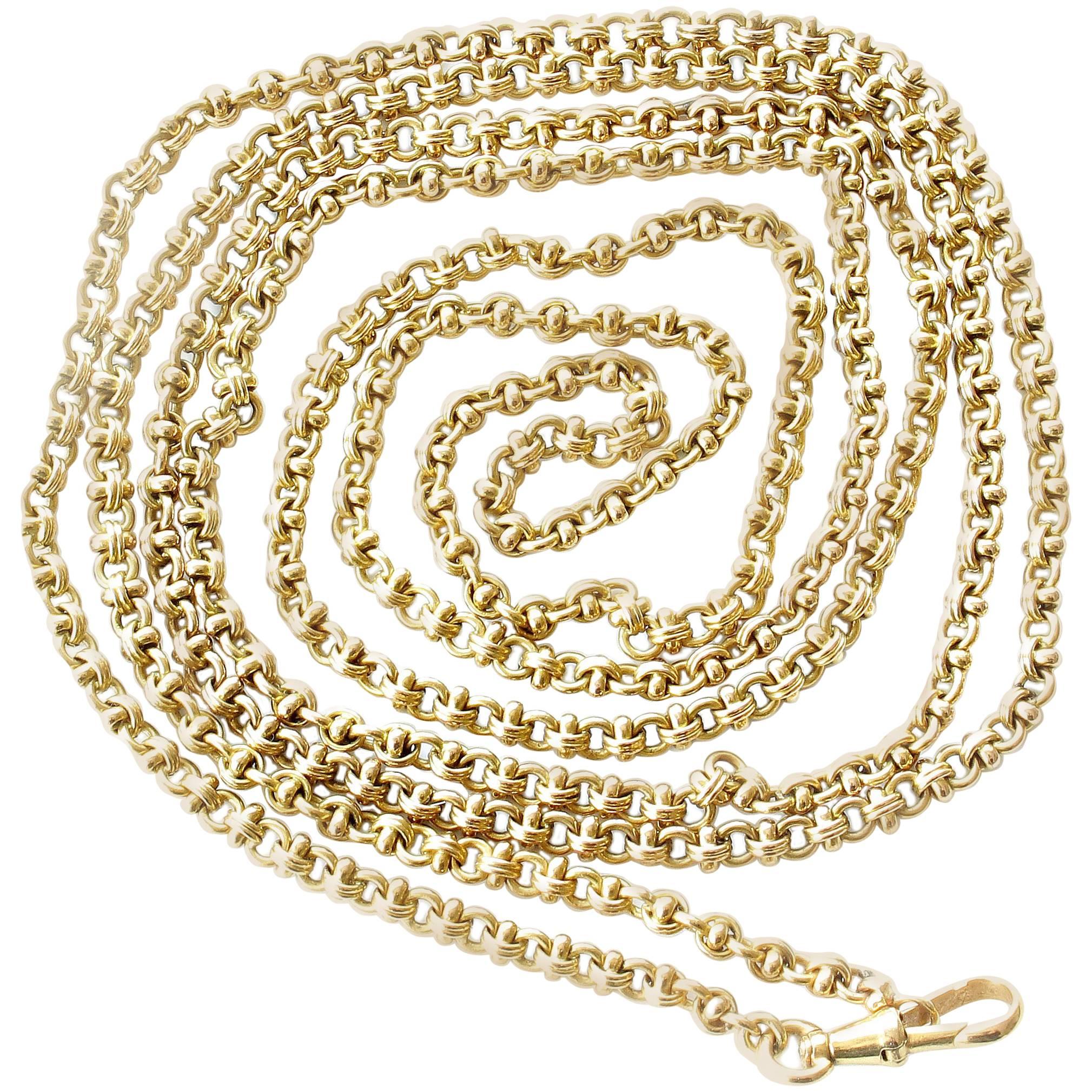 Long Early 20th Century French 18 Karat Gold Chain