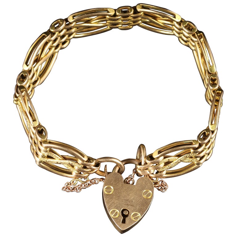 Antique Victorian Gold Gate Bracelet Fancy Links, circa 1900 at 1stDibs