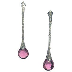 Gumuchian Diamond Pink Tourmaline Stiletto Earrings