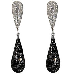 Armand Jacoby Solare 18kt Black and White Diamond Set in Carbon Drop Earrings