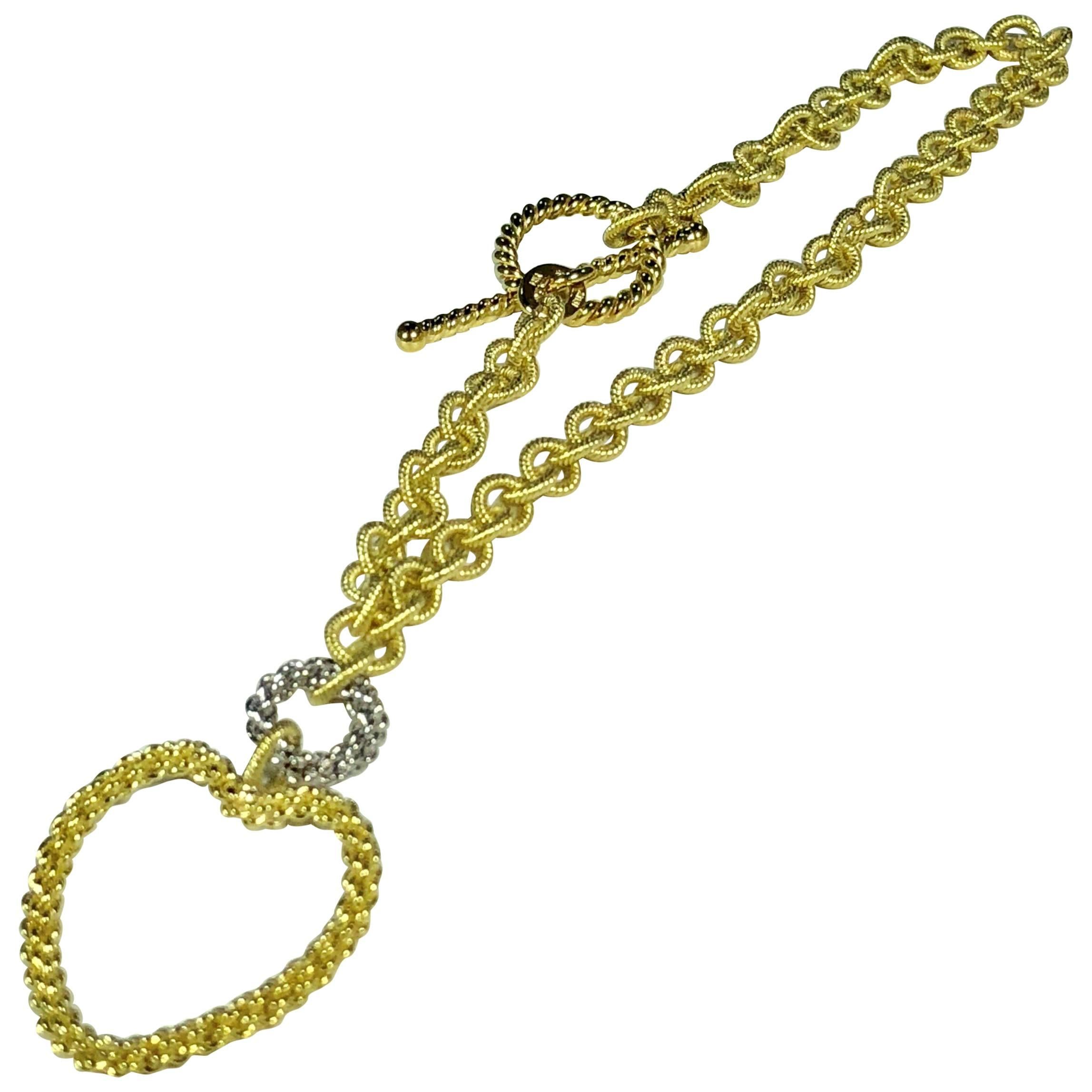 Old World Chain 18 Karat Two-Tone White/Yellow Gold Fancy Anchor Link Bracelet