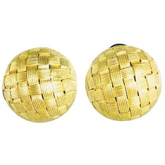 Roberto Coin "Appassionata" 18 Karat Matte Finish Button Earrings