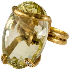1973 Andrew Grima, Citrine, Diamond and Gold Ring