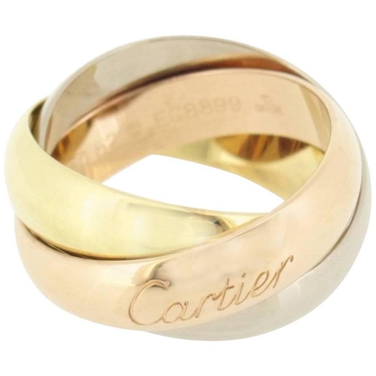 Cartier Tri Color 18 Karat Gold Trinity Classic Model Ring For Sale at ...
