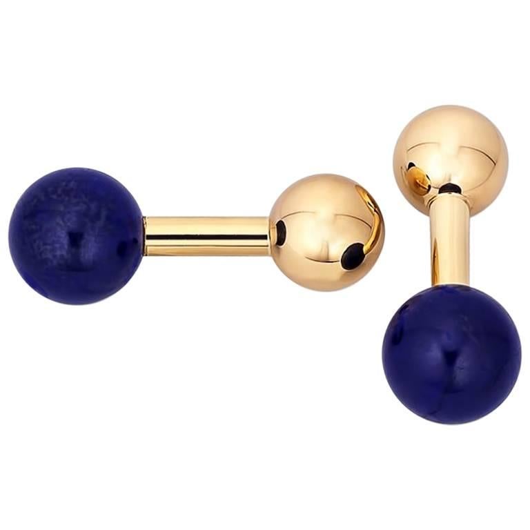 Tiffany & Co. Gold and Blue Lapis Sphere Cufflinks