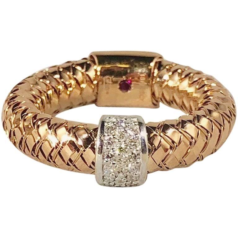 Roberto Coin "Primavera" 18 Karat Two-Tone Rose/White Gold Diamond Fashion Ring