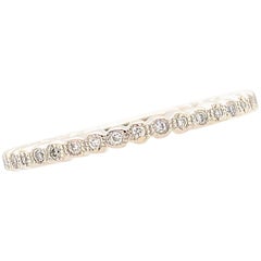 14 Karat White Gold .17 Carat Bezel Set Diamond Wedding Band Ring