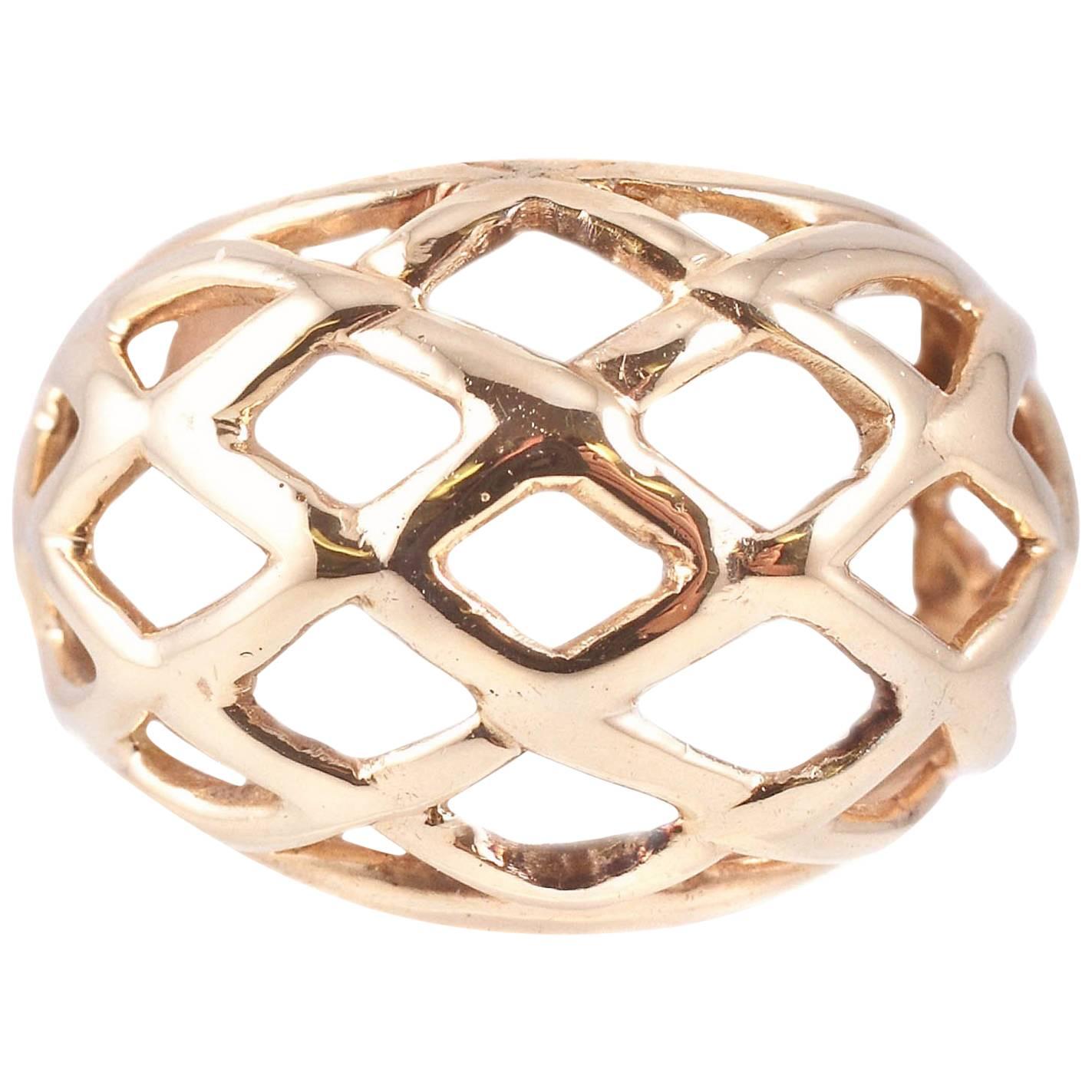 Yellow Gold Dome Basket Ring