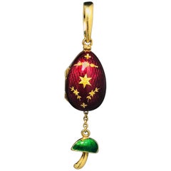 Faberge by Victor Mayer 18 Karat Gold and Enamel Egg Locket Pendant