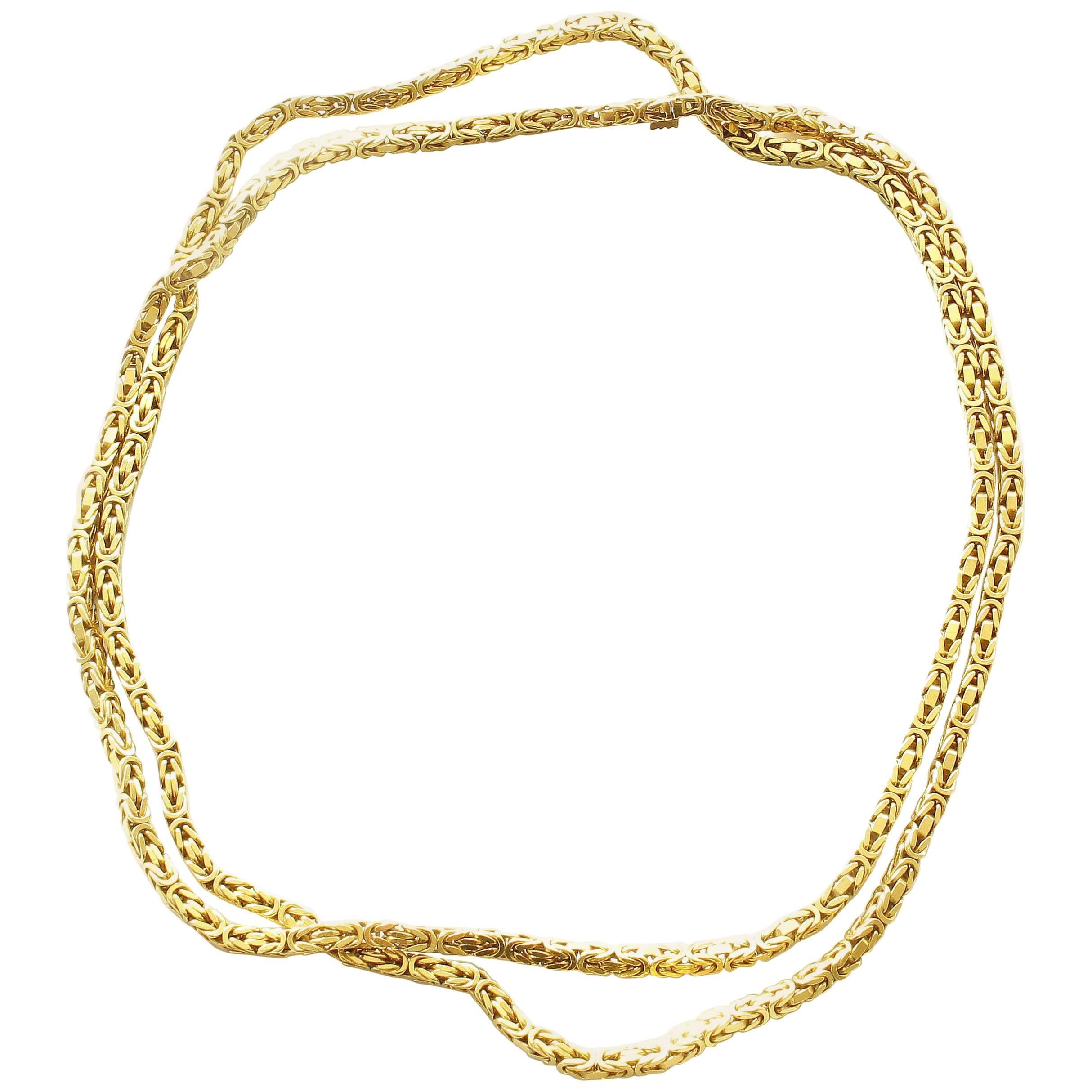 1980s French Braided 18 Karat Gold Chain