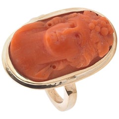 Antique Carved Cameo Ring of a Bacchante, circa 1810s