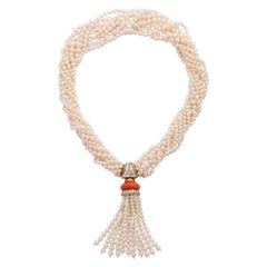 Boucheron Pearl Coral and Diamond Necklace