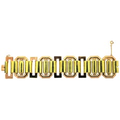 Midcentury Retro Wide Tank 18 Karat Bicolor Gold Bracelet