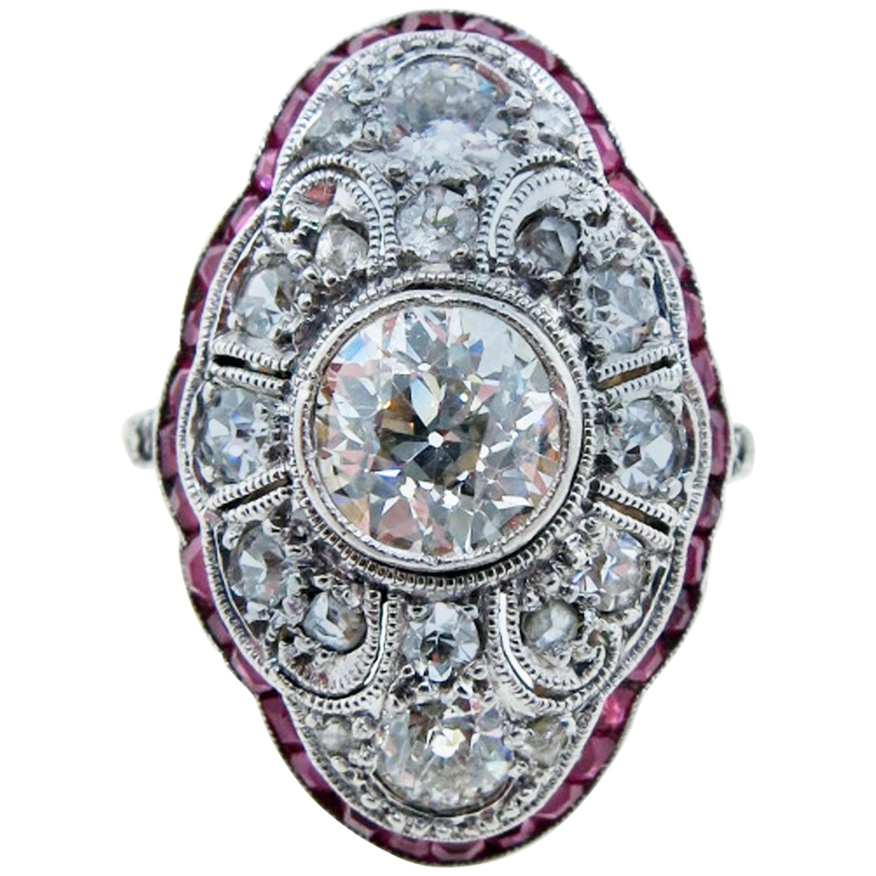 Edwardian Diamond and Ruby Ring