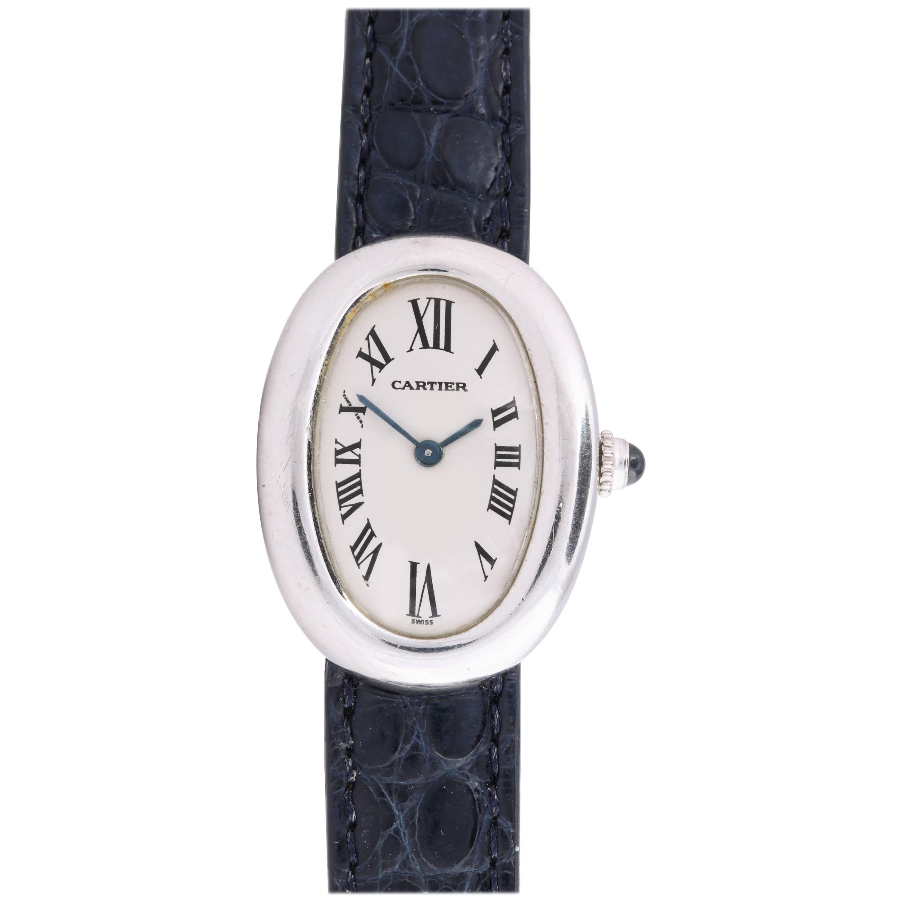 Cartier Ladies White Gold Baignoire automatic Wristwatch