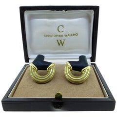 Christopher Walling 18 Karat Gold Honed Black Onyx Earrings