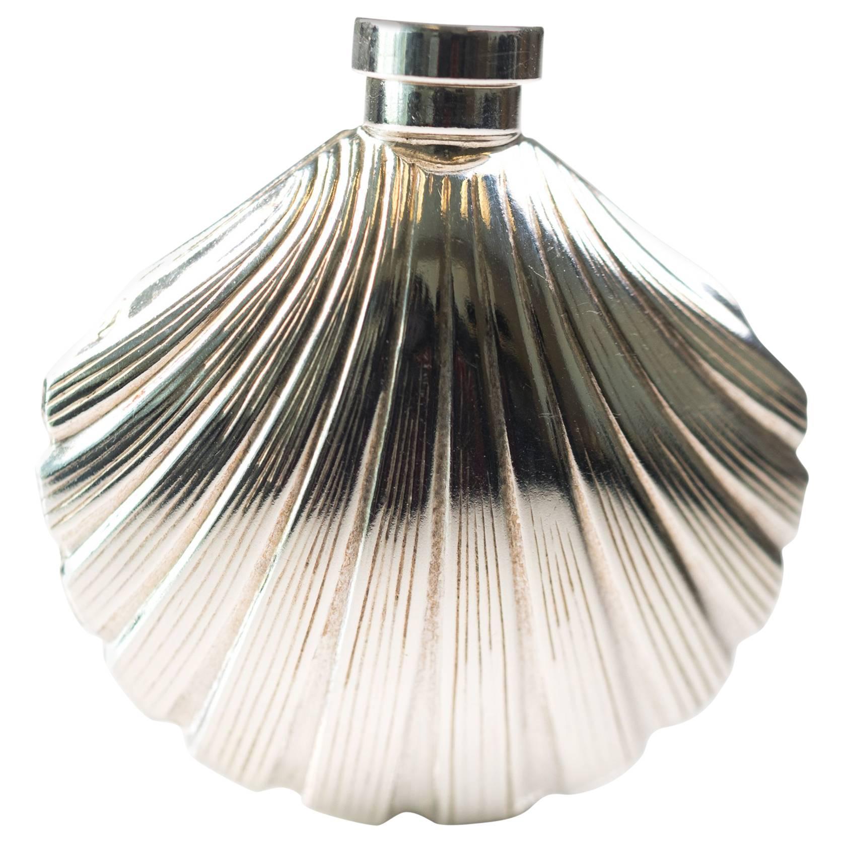 1960s Tiffany and Co. Sterling Silver Scallop Sea Shell Perfume Bottle