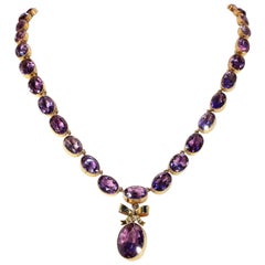 Victorian Amethyst Riviere Necklace Bow Drop