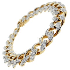 Classic Diamond 18 Karat Gold Curb Link Bracelet