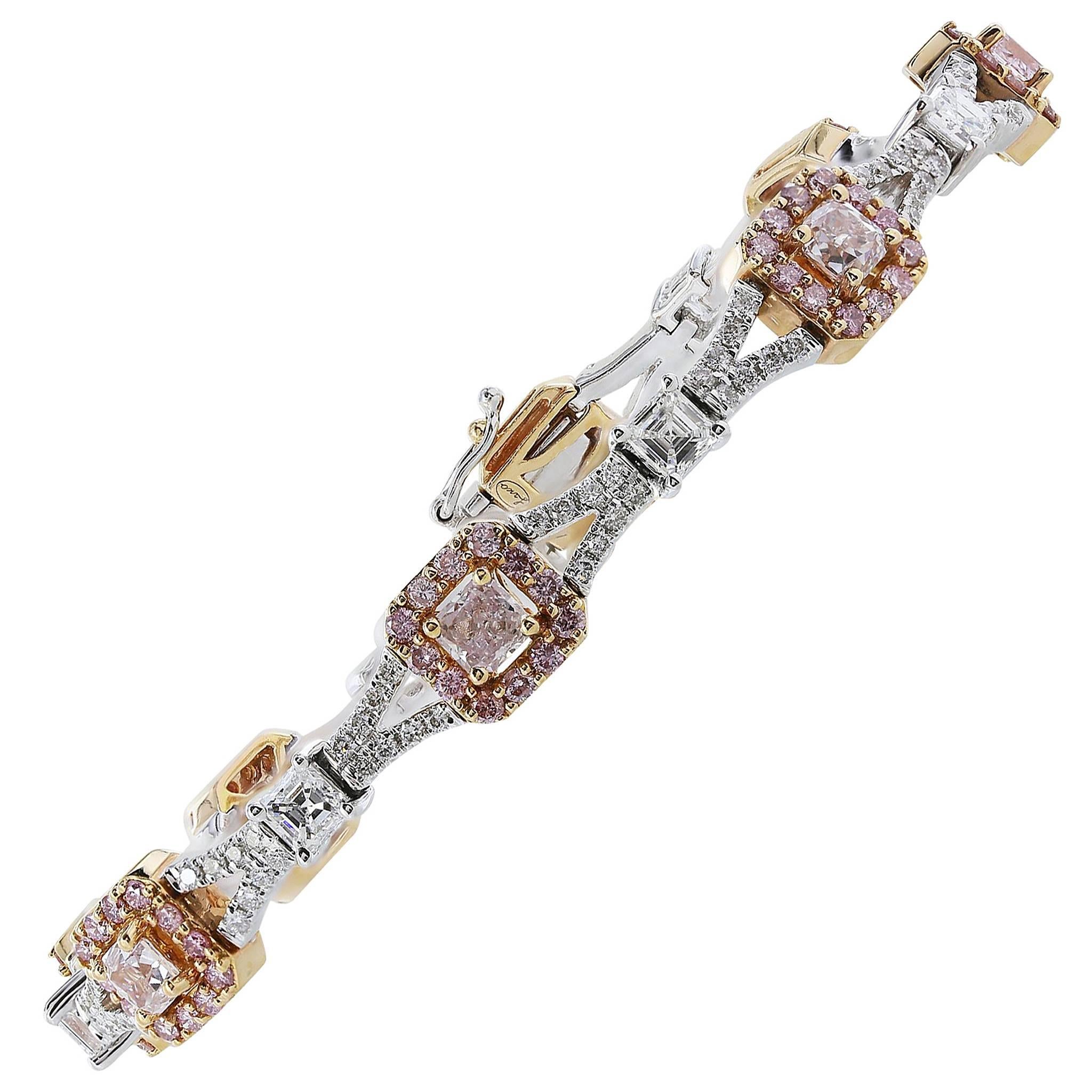 Fancy Pink Diamond Bracelet For Sale