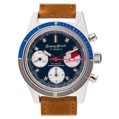 Retro Jacques Monnat Stainless Steel Incabloc Chronograph manual wristwatch, c1970s 