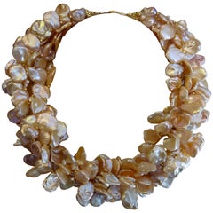 Michael Kneebone Pink Petal Pearl Torsade Necklace