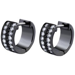 Alternating Black and White Diamond Huggie Earrings