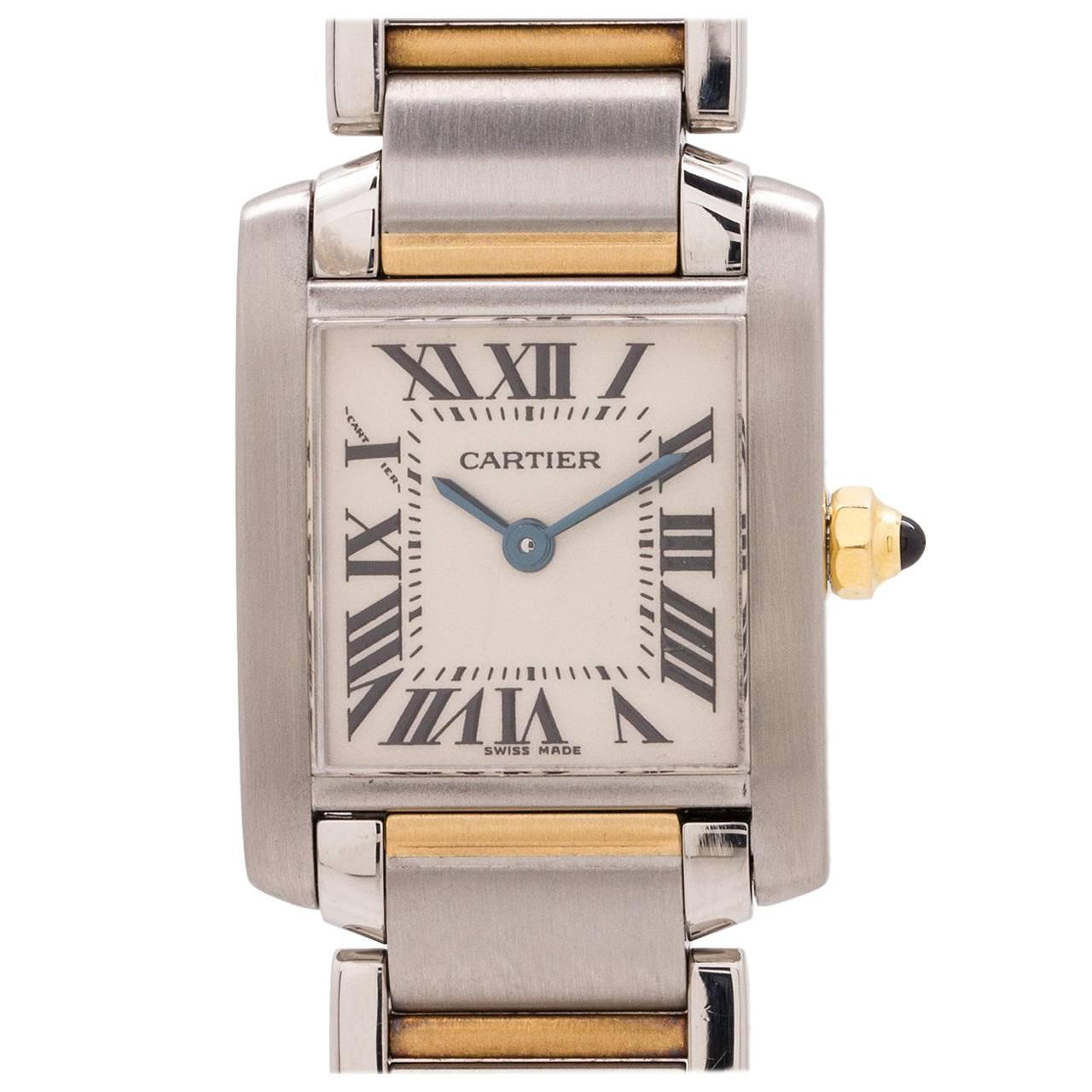 Cartier Ladies yellow gold stainless steel Tank Francaise quartz wristwatch 