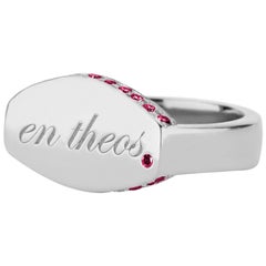 Sterling Silver and Ruby en theos. ("a god within") Signet Ring