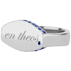 Sterling Silver and Sapphire en theos. Signet Ring