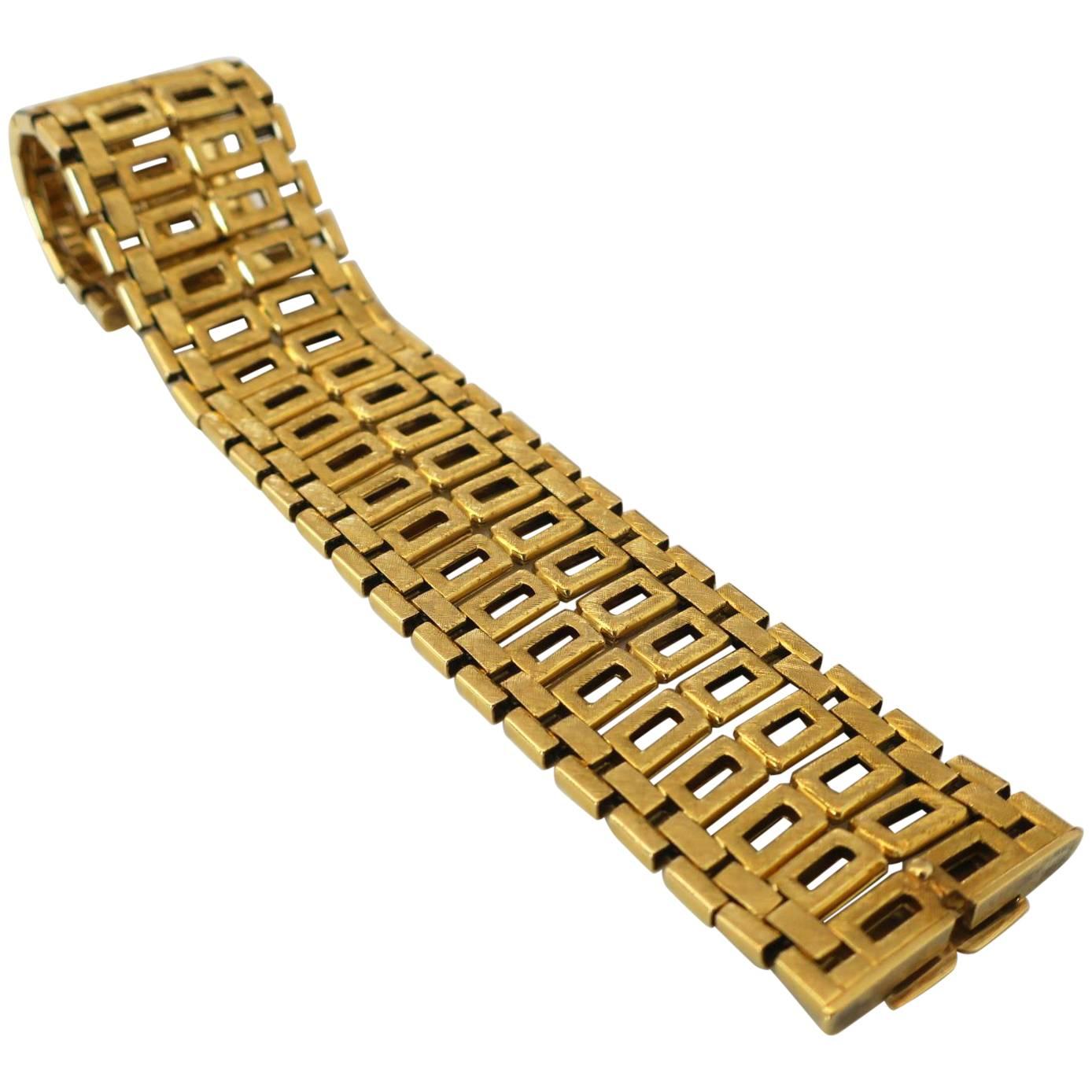 1970s Italian Modernist Reversible Gold Link Bracelet