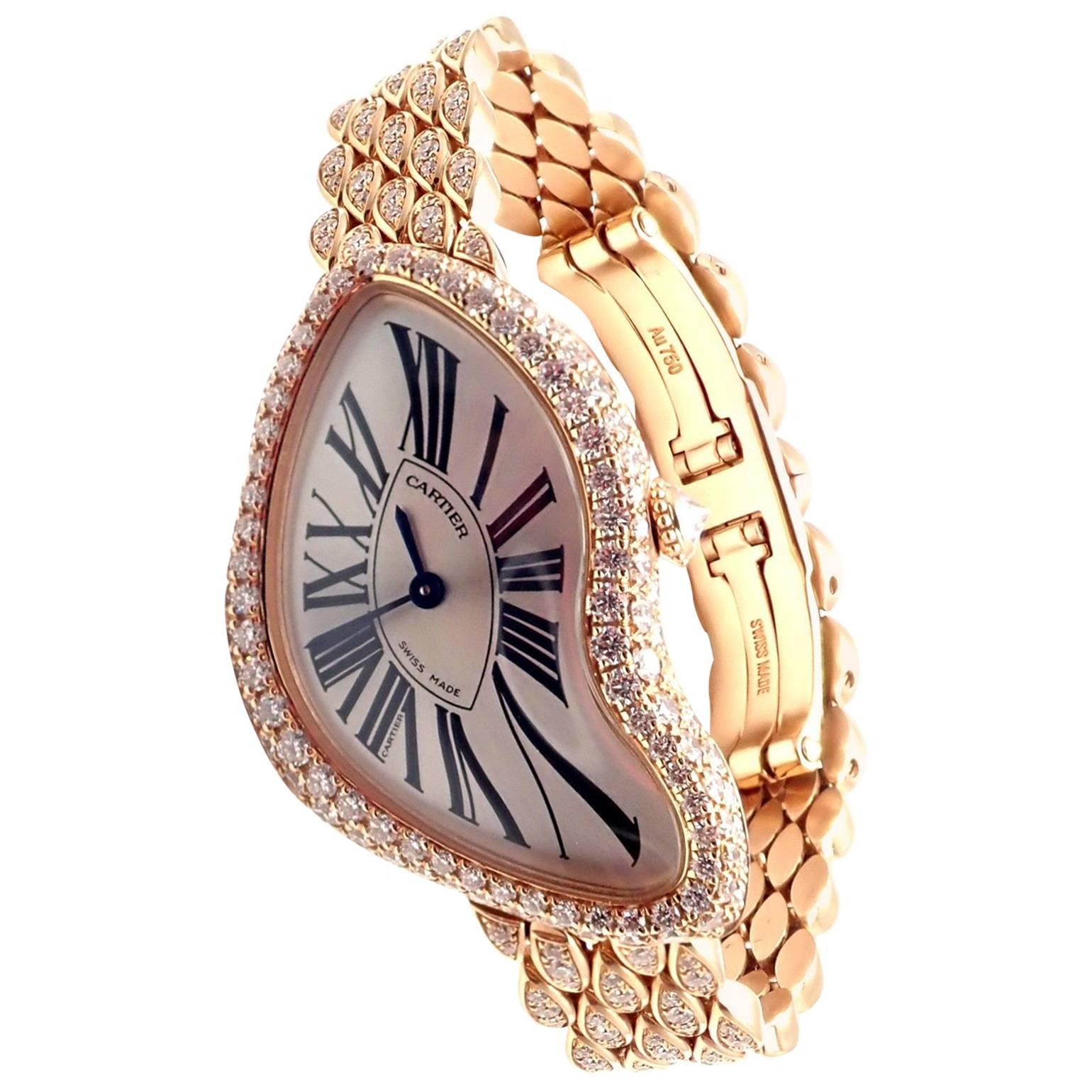 Montre-bracelet Crash Cartier en or rose et diamants édition limitée Ref HP100653
