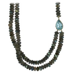 Lizunova Labradorite Topaz 18 Karat White Gold Necklace