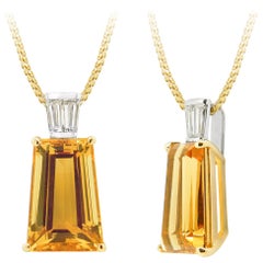 Superb 9.59ct Golden Beryl and Diamond Pendant