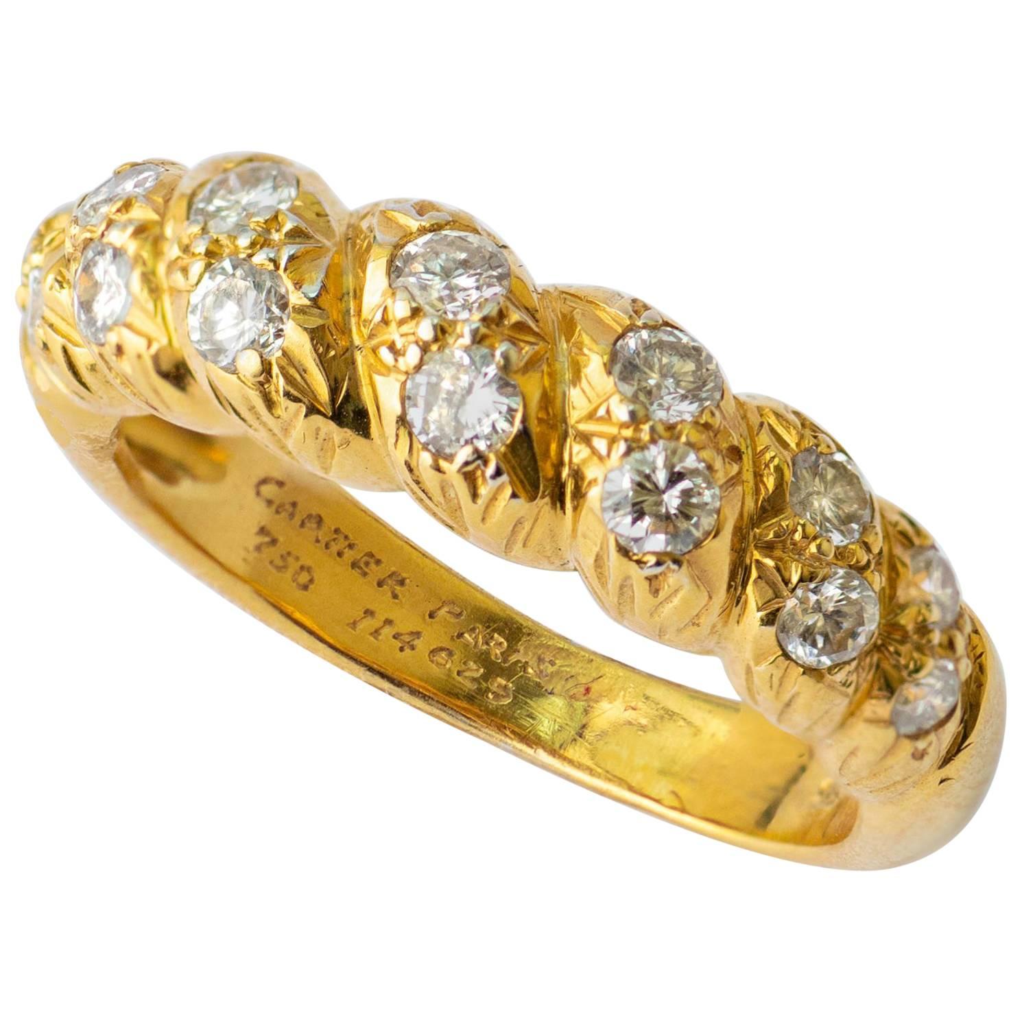 Diamond and 18 Karat Yellow Gold Cartier Ring