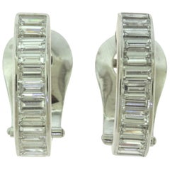Van Cleef & Arpels Diamond Semi Hoop Earrings in Platinum