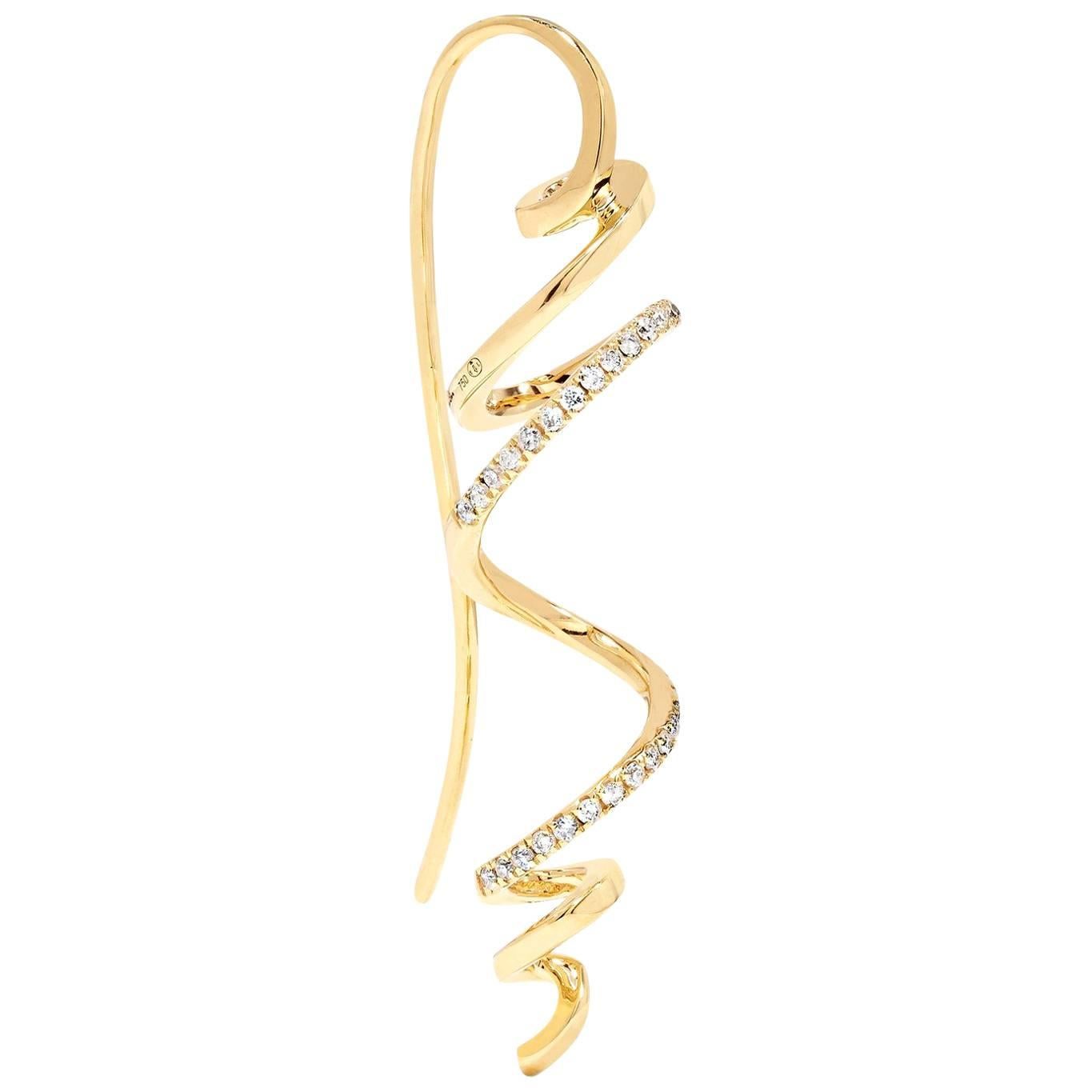 Yvonne Leon's Earring in Yellow Gold 18 Carat with Diamonds