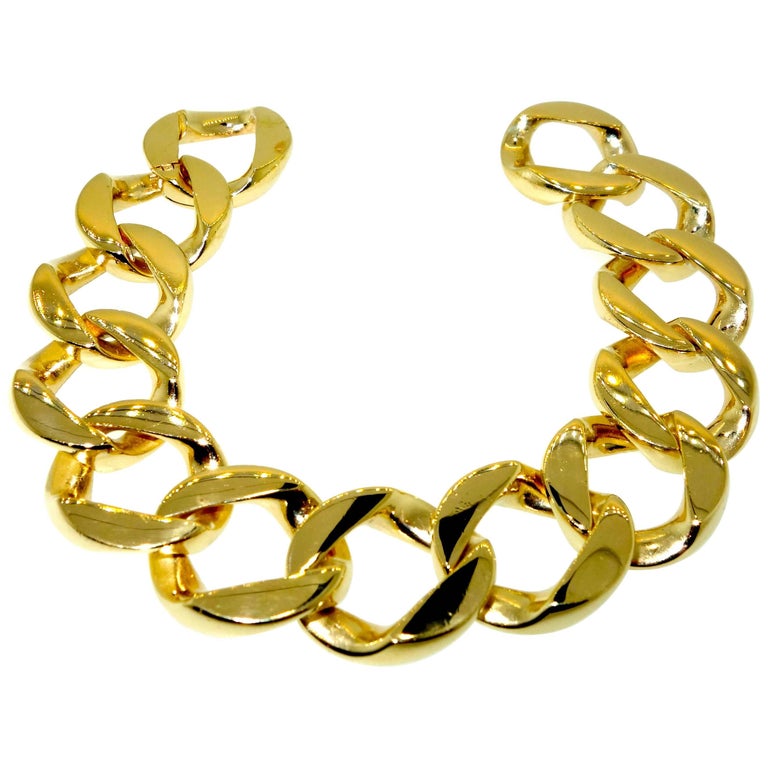 Heavy Gold Curb Link Bracelet at 1stDibs