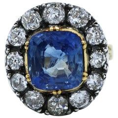 Victorian Ceylon Sapphire and Diamond Ring