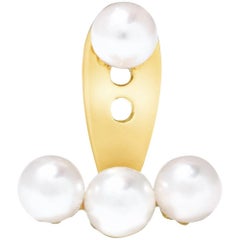Yvonne Leon's Stud and Ear-Jacket in Gold 18 Carat and Akoya Pearls